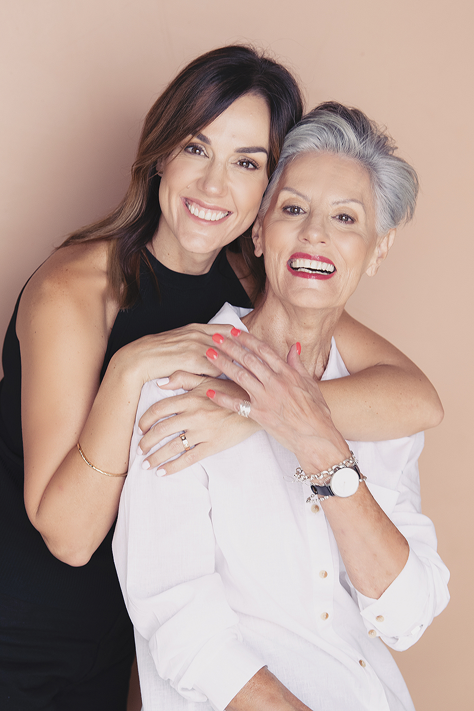 Natural glam makeup for older mom and daughter for a family shoot done by Storm Pass Makeup